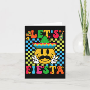 Funny Cinco De Mayo Checkered Let's Fiesta Lächeln Karte