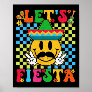 Funny Cinco De Mayo Checkered Let's Fiesta Lächeln Poster