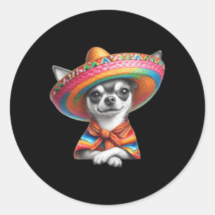 Funny Cinco De Mayo Chihuahua Dog Lover Runder Aufkleber