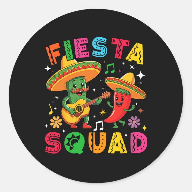 Funny Cinco De Mayo Fiesta Squad Mexican Matching Runder Aufkleber (Vorderseite)