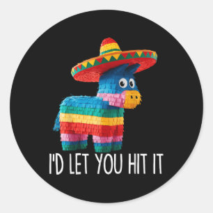 Funny Cinco De Mayo Funny Pinata Sombrero Hat Männ Runder Aufkleber