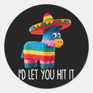 Funny Cinco De Mayo Funny Pinata Sombrero Hat Männ Runder Aufkleber