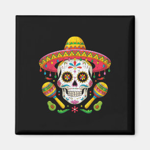 Funny Cinco De Mayo Funny Skull mit Sombrero Hat Magnet