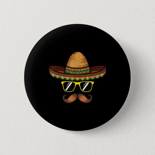 Funny Cinco de Mayo Funny Sombrero Hut mit Sungl Button (Vorderseite)