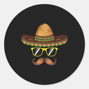 Funny Cinco de Mayo Funny Sombrero Hut mit Sungl Runder Aufkleber