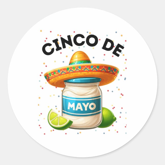 Funny Cinco De Mayo Mayonnaise Jar Fiesta Men Wome Runder Aufkleber (Vorderseite)