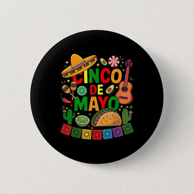 Funny Cinco De Mayo Mexican Sombrero Hat Männer Fr Button (Vorderseite)