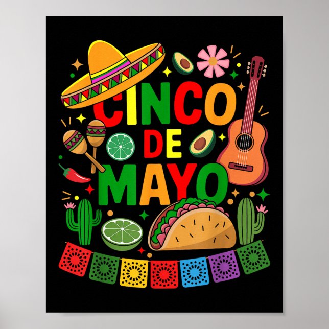 Funny Cinco De Mayo Mexican Sombrero Hat Männer Fr Poster (Vorne)