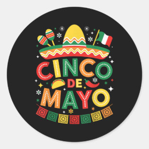 Funny Cinco De Mayo Mexican Sombrero Hat Männer Fr Runder Aufkleber
