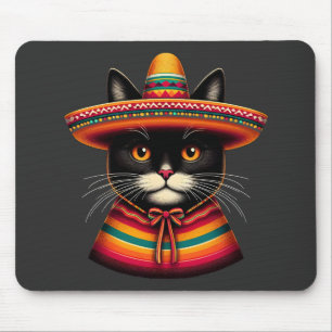 Funny Cinco De Mayo Sombrero Festiva Mexican Cat Mousepad