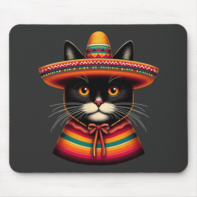 Funny Cinco De Mayo Sombrero Festiva Mexican Cat Mousepad (Vorne)