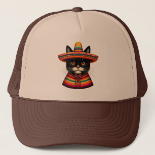 Funny Cinco De Mayo Sombrero Festiva Mexican Cat Truckerkappe