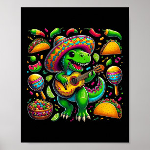 Funny Cinco De Mayo Tyrannosaurus Dinosaur Women M Poster