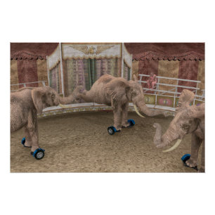Funny Circus Elephants Poster