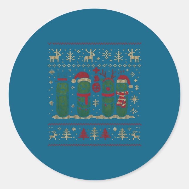 Funny Ckles Christmas Lights Santa Hat Xmas Ugly S Runder Aufkleber (Vorderseite)