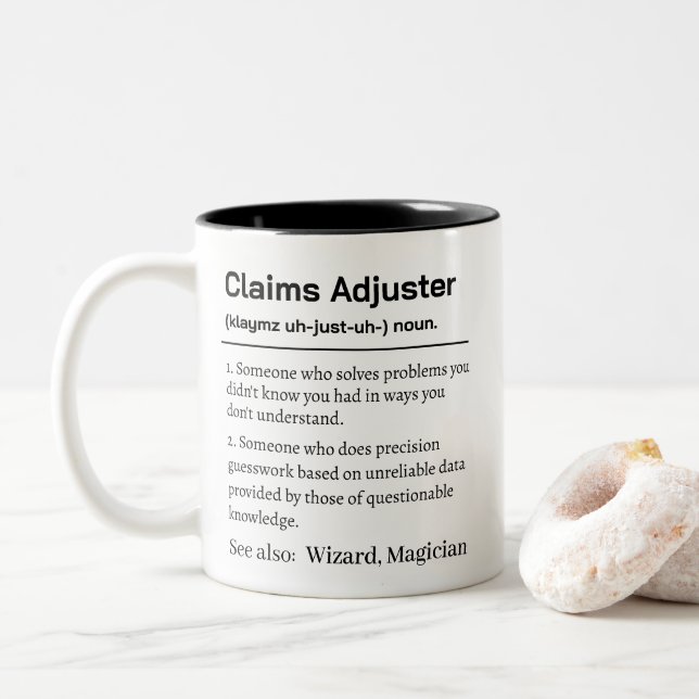 Funny Claims Adjuster Definition Zweifarbige Tasse (Mit Donut)