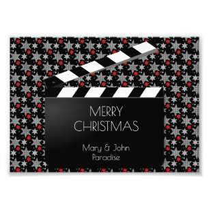 Funny Clapperboard Filmfestival Schwarz-weiß Red Fotodruck