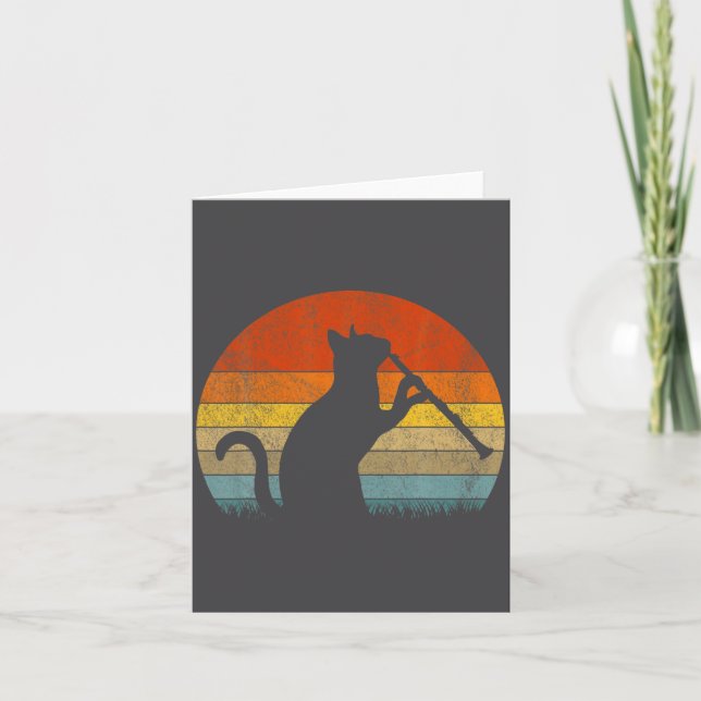 Funny Clarinet Cat Clarinet Player Musician Retro  Karte (Vorderseite)