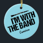Funny Clarinet Player Blue Custom Christmas Keramik Ornament<br><div class="desc">Eine coole Klarinette Spaß Weihnachtsschmuck,  dass ich bin mit der Band unter dem Instrument. Dieses niedlich blaue mit Monogramm Design macht ein lustiges Geschenk für Klarinettenspieler.</div>