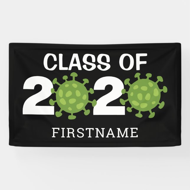 Funny Class of 2020 Virus Virtual Abschluss Black Banner (Horizontal)