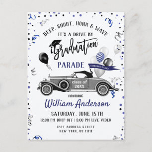 Funny Class of 2024 DRIVE BY Graduation Party Anno Ankündigungspostkarte