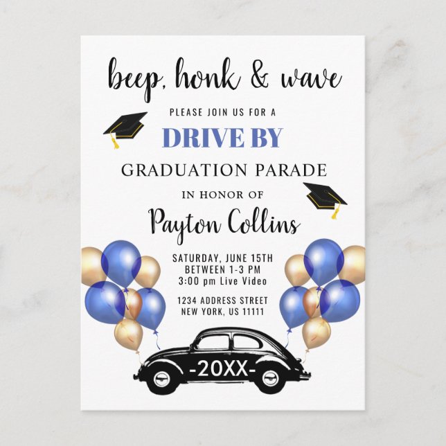 Funny Class of 2024 DRIVE BY Graduation Party Postkarte (Vorderseite)