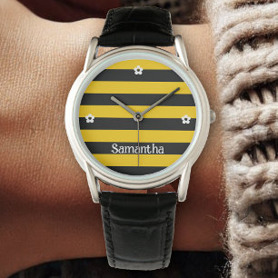 Funny Classic Bumble Bee Stripes Striptester Armbanduhr