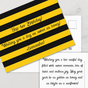 Funny Classic Bumble Bee Stripes Striptester Feiertagspostkarte