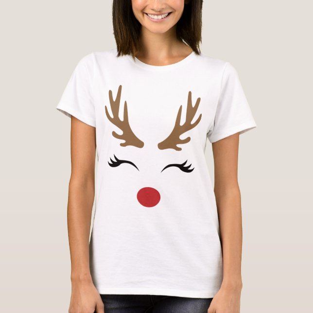 Funny Classic Weihnachts-Rentier-Gesicht T-Shirt (Vorderseite)