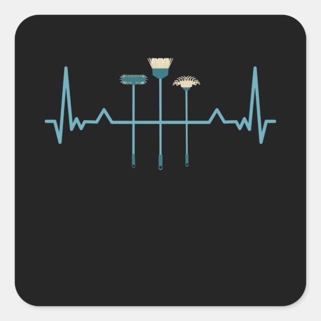 Funny Cleaning Heartbeat Cleaner Gift Quadratischer Aufkleber (Vorderseite)