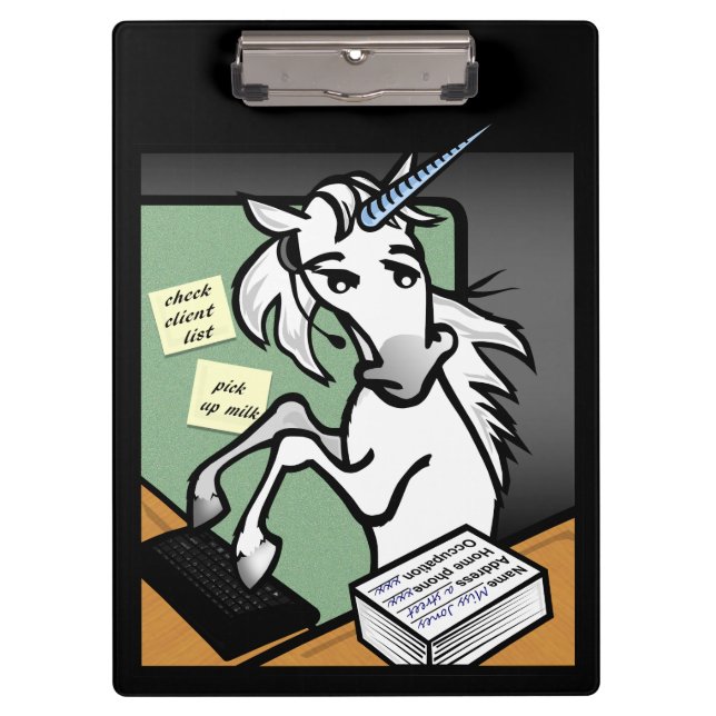 FUNNY CLERICAL UNICORN CLIPBOARD KLEMMBRETT (Vorderseite)