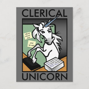FUNNY CLERICAL UNICORN VERTICAL POSTCARD POSTKARTE
