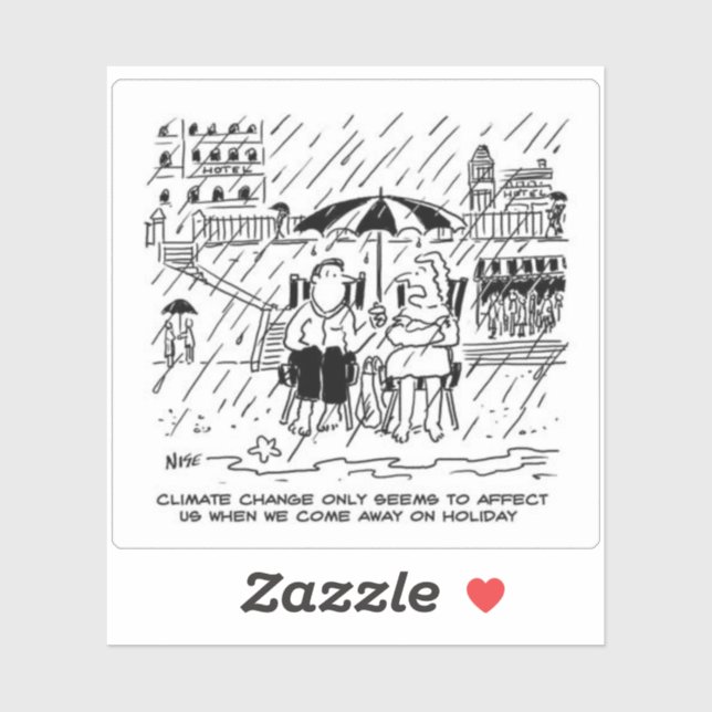 Funny Climate Change Urlaub Cartoon. Aufkleber (Blatt)