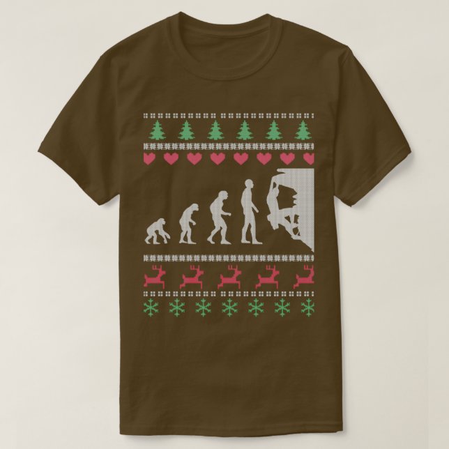 Funny Climbing Evolution Ugi Weihnachtskraut T-Shirt (Design vorne)