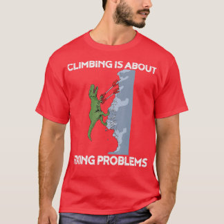 Funny Climbing Rex Rock Climber Dinosaur T-Shirt