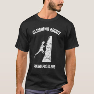 Funny Climbing T-Rex Rock Climber Dinosaur T-Shirt
