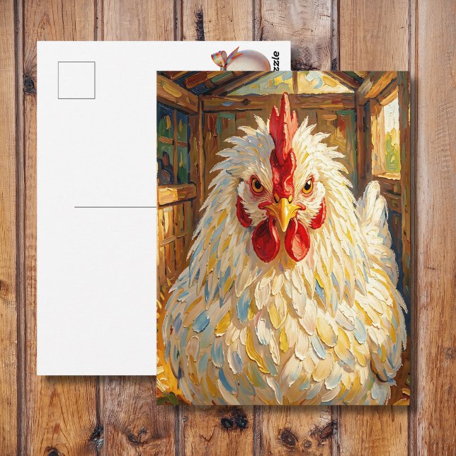 Funny Close Up of Impasto Chicken | Saying Hi Postkarte (Von Creator hochgeladen)