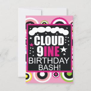 Funny Cloud Nine Cosmic Birthday Party Invitation Einladung