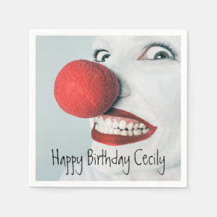 Funny Clown Face Birthday Serviette