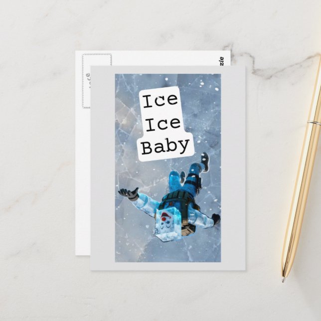 Funny clown icecube falling on ice  postcard postkarte (Vorderseite/Rückseite Beispiel)