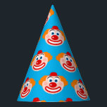 Funny Clown Kind's Birthday Party Papier Kegel Hüt Partyhütchen<br><div class="desc">Der Funny Clown Kind's Birthday Party Papier Kegel Hüte. Niedliches Muster mit zeichnend Mimimegesicht. Blau oder benutzerdefinierte Farbe. Optional mit Text personalisieren. Ändern Sie die Menge der erhalten Sie den billigen Bulk-Preis.</div>