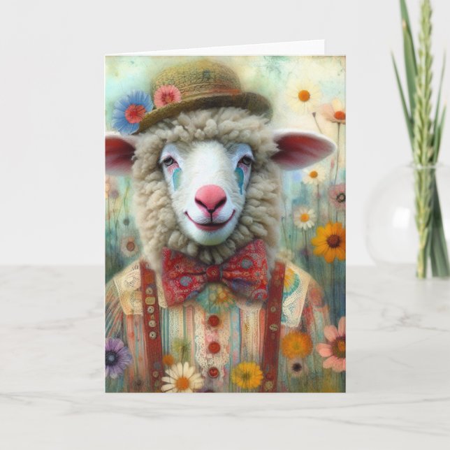 Funny Clown Sheep Jedes Anlasses Card Karte (Vorderseite)