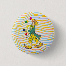 Funny Clown spielen mit farbenfrohen Balls Button