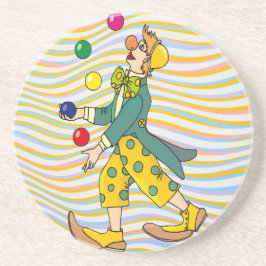 Funny Clown spielen mit farbenfrohen Balls Getränkeuntersetzer