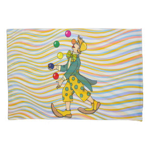 Funny Clown spielen mit farbenfrohen Balls Kissenbezug