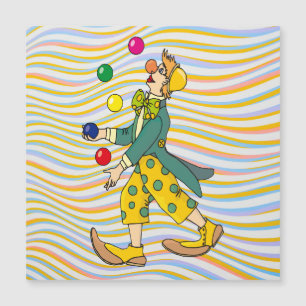 Funny Clown spielen mit farbenfrohen Balls Magnetkarte