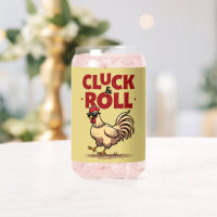 Funny "Cluck & Roll" Cooler Rooster Cartoon Design