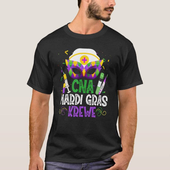 Funny Cna Krewe Nurse Nursing Mask Mardi Gras Carn T-Shirt (Vorderseite)