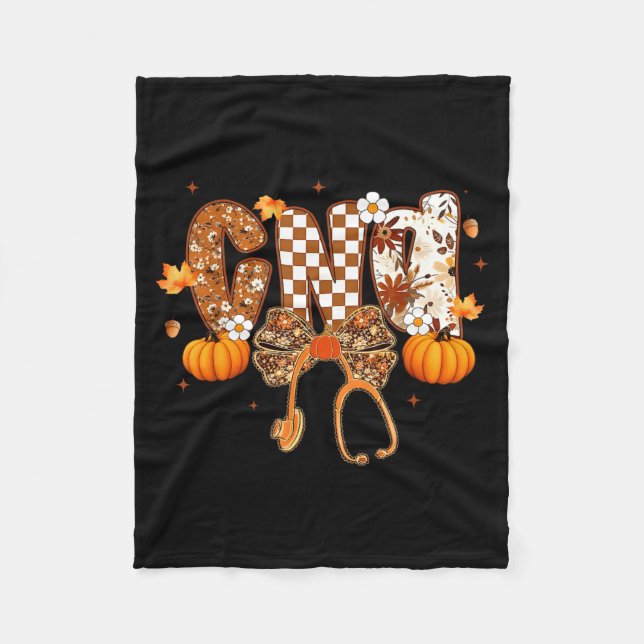 Funny Cna Nurse Coquette Bow Stethoscope Fall Girl Fleecedecke (Vorderseite)