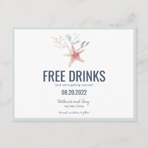 Funny Coastal Beach Wedding Rettet die Termine Ankündigungspostkarte